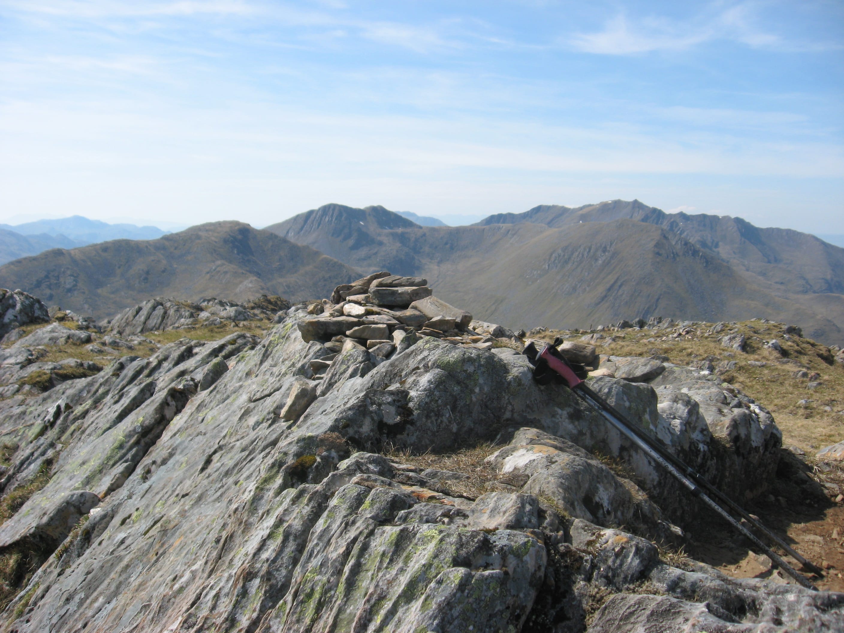 SEVENTH HEAVEN: The summit rocks of the final peak on the South Shiel ridge, Creag nan Damh, looking west