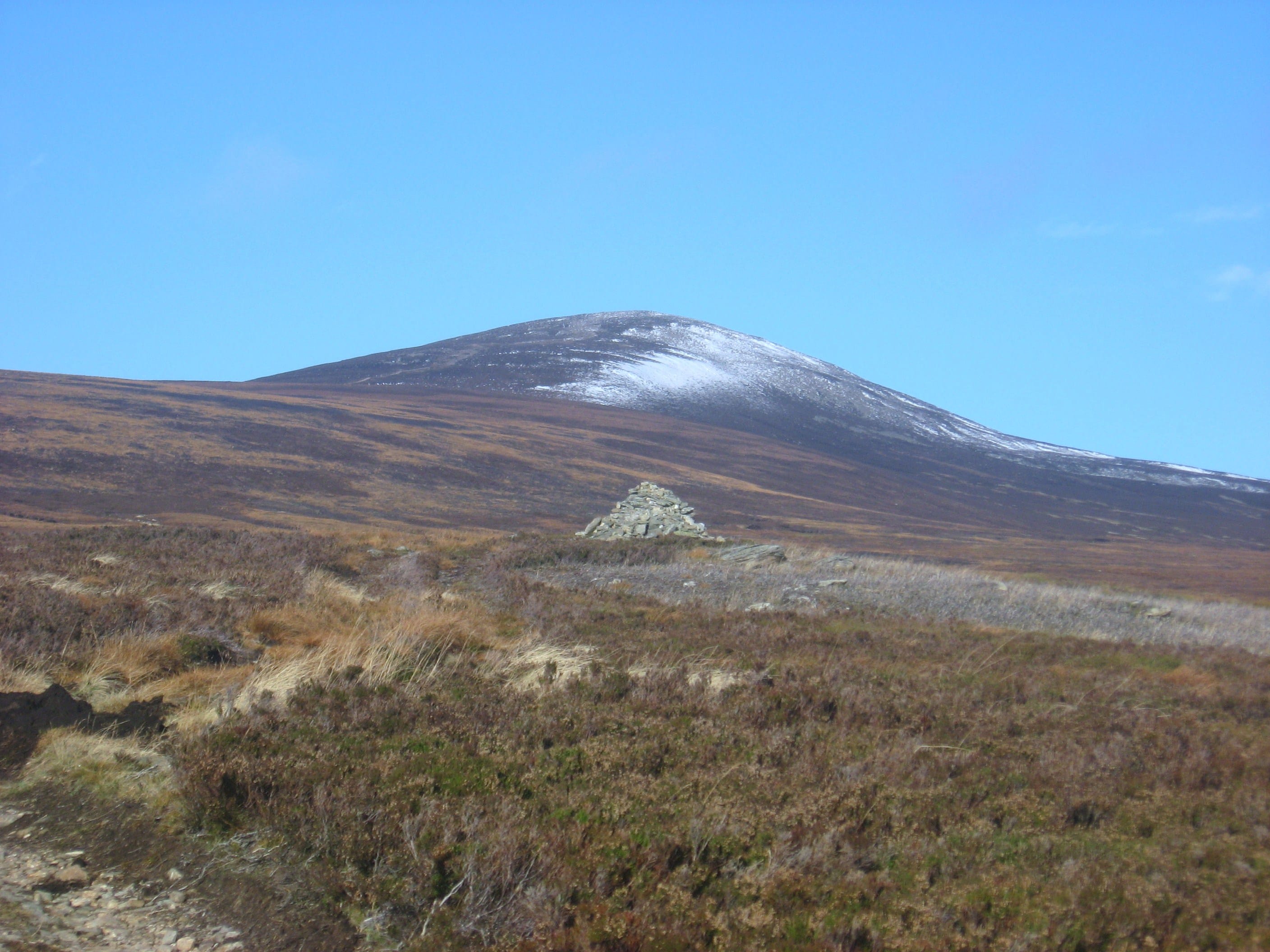 SNOW BOTHER: Mount Keen had just a sprinkling of the white stuff on its summit slopes