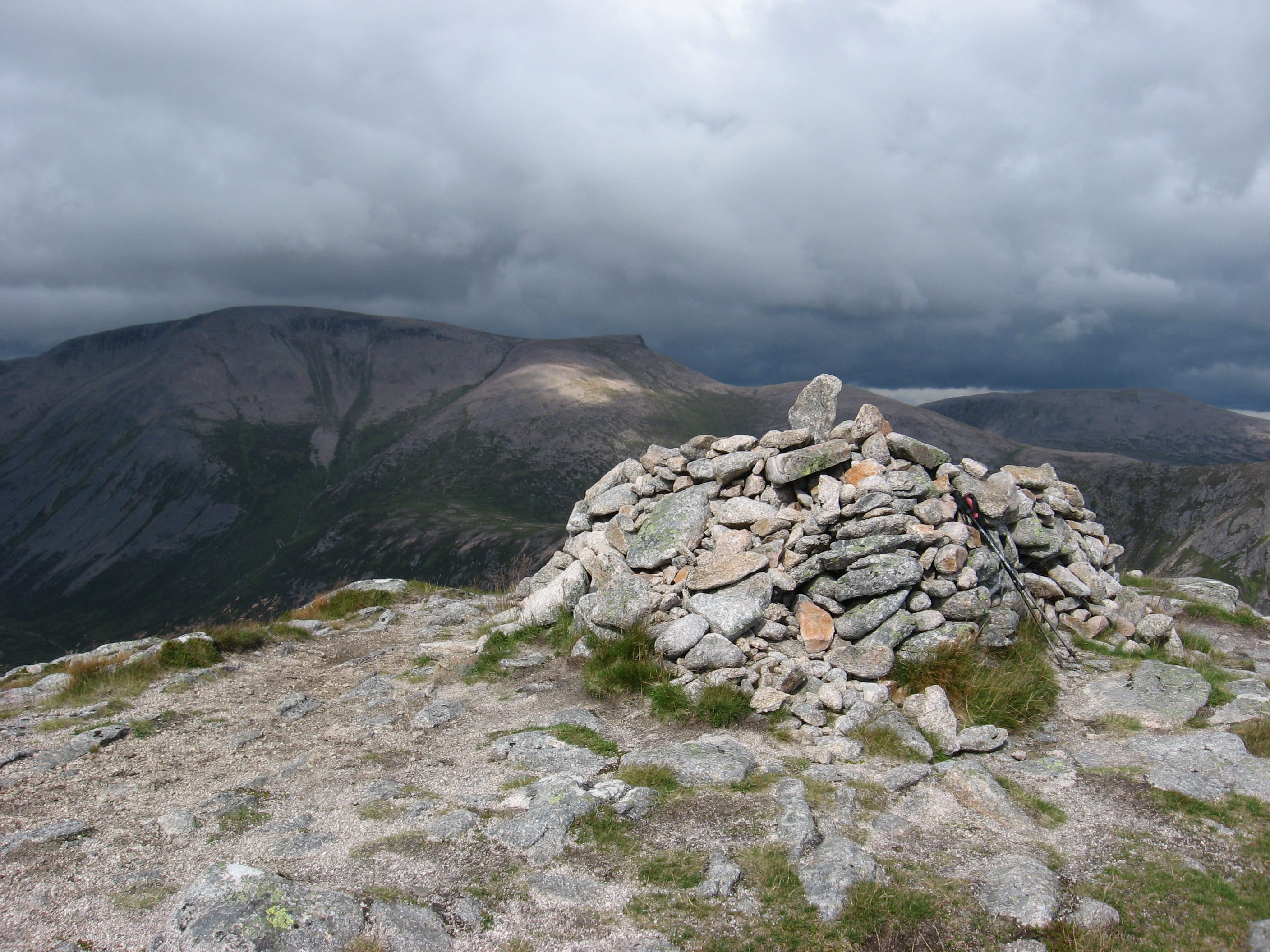 STORM CATCHER: Dark clouds gather over Ben Macdui in this shot from the summit cairn of The Devil's Point