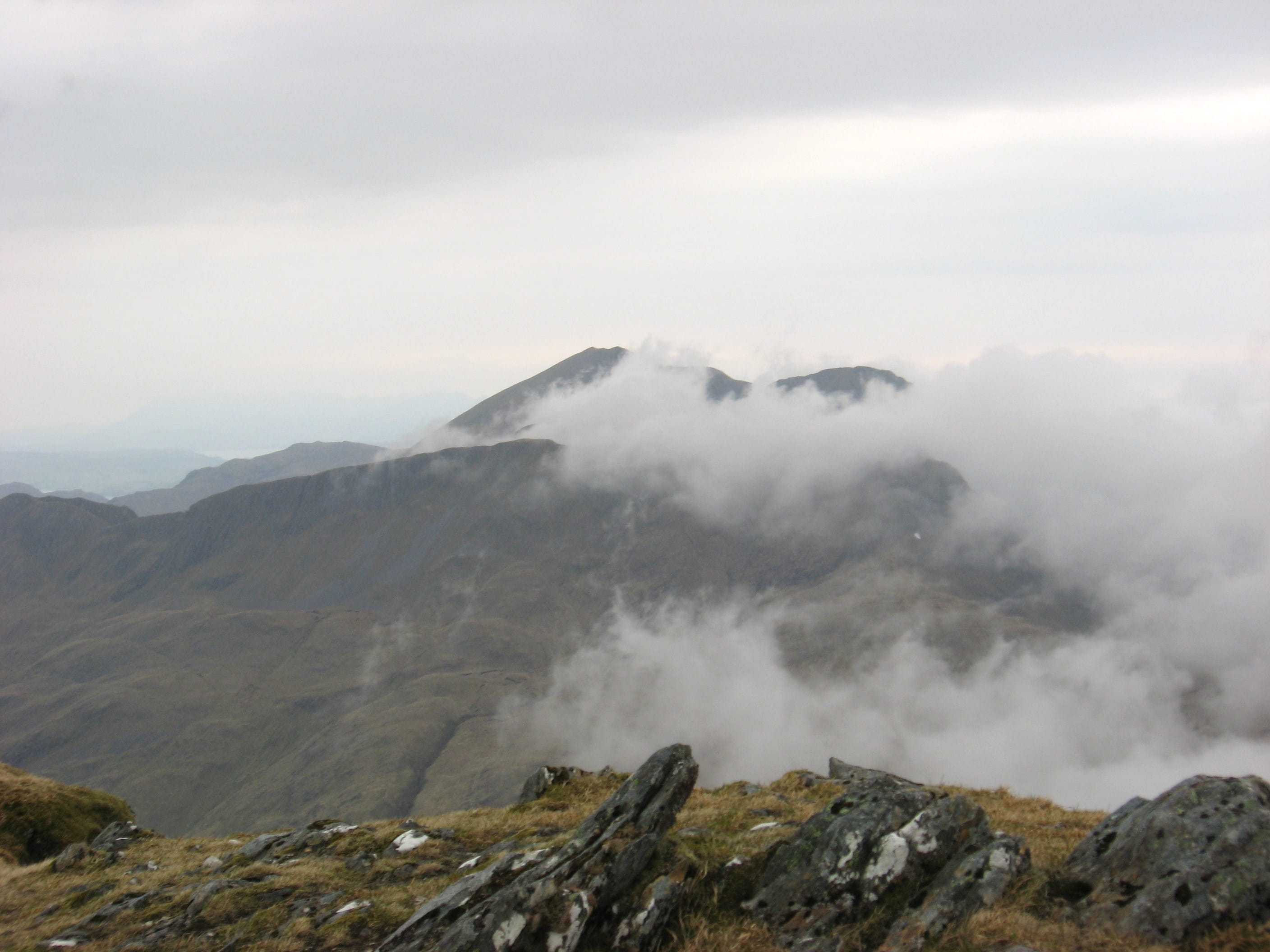 PEAK OF MYSTERY: Ladhar Bheinn peeks through the clouds in this view from Luinne Bheinn
