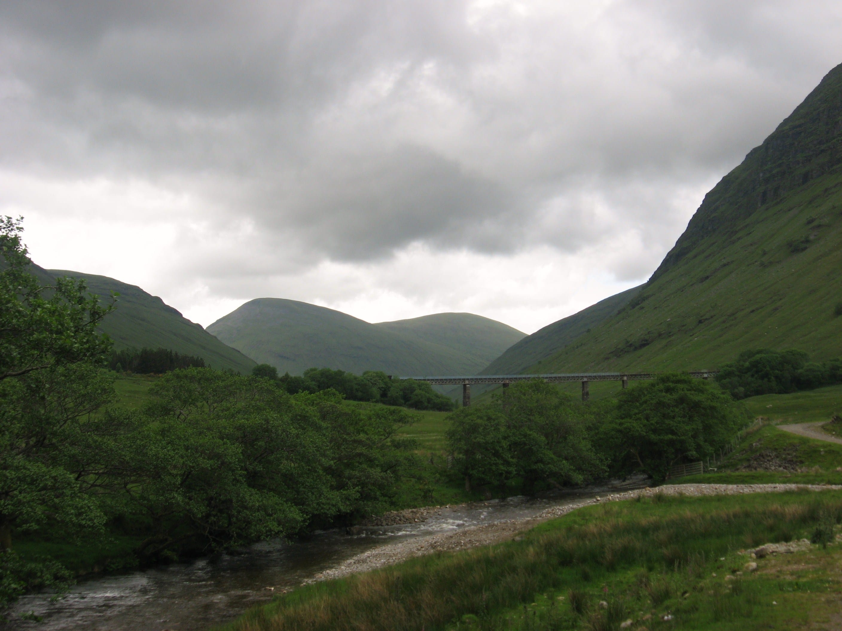 ELECTRIC BRAES: Looking up Auch Glen to the twin-humped Munro Beinn Mhanach
