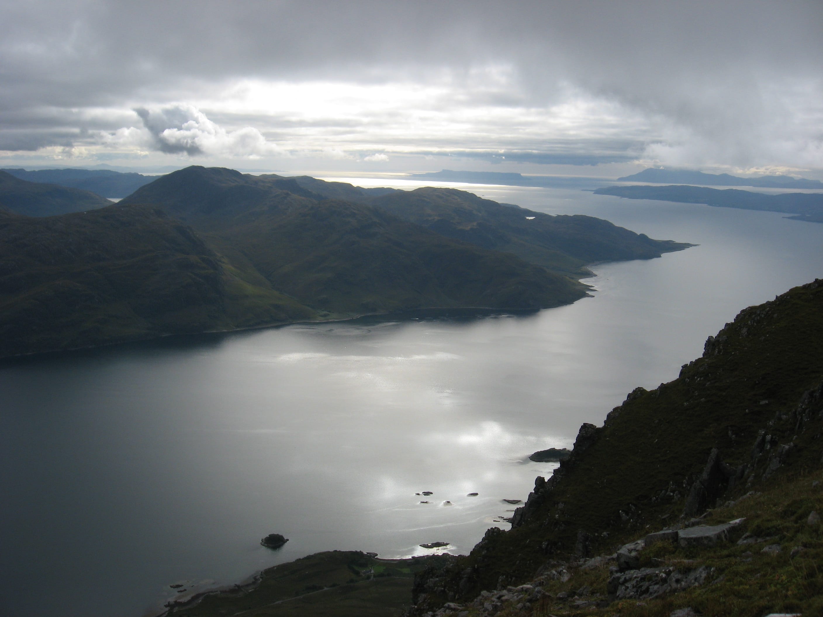 MIST OPPORTUNITY: Looking down Loch Hourn towards Skye from the summit of Beinn Sgritheall on a day of shifting cloud