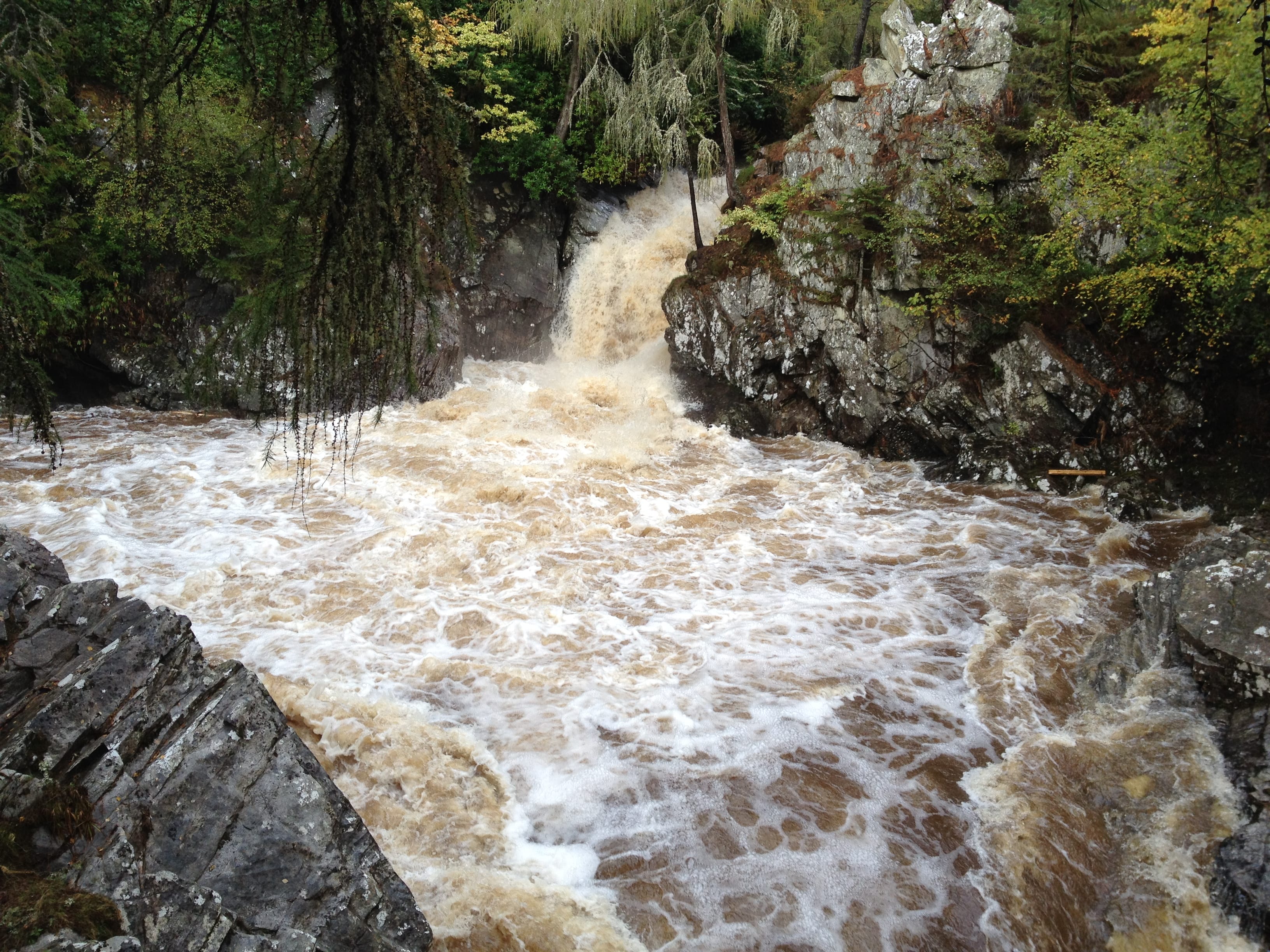 NO WAY ACROSS: Constant rain turned every river and stream into a raging torrent