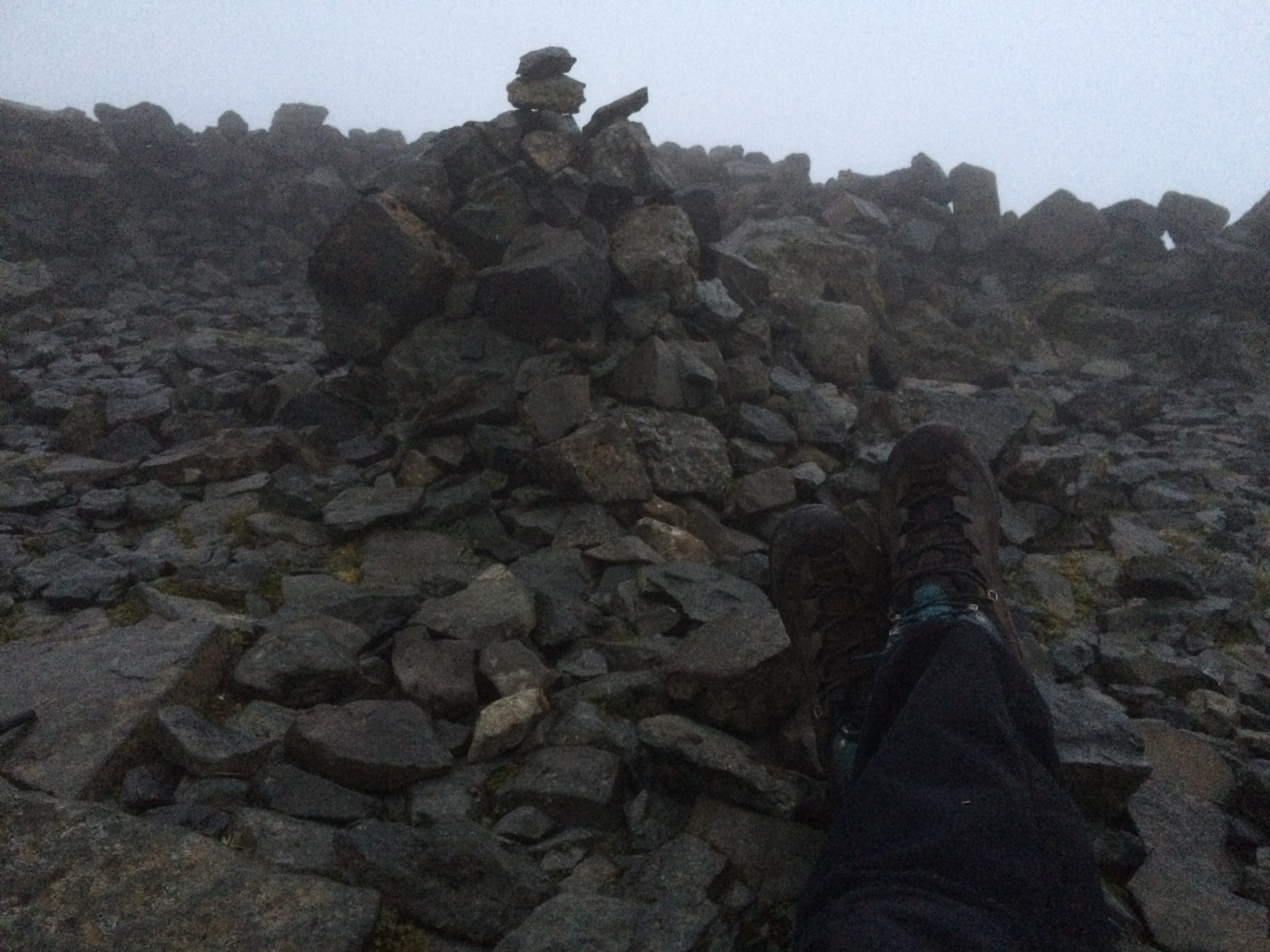FEET FIRST: Sitting in cairn