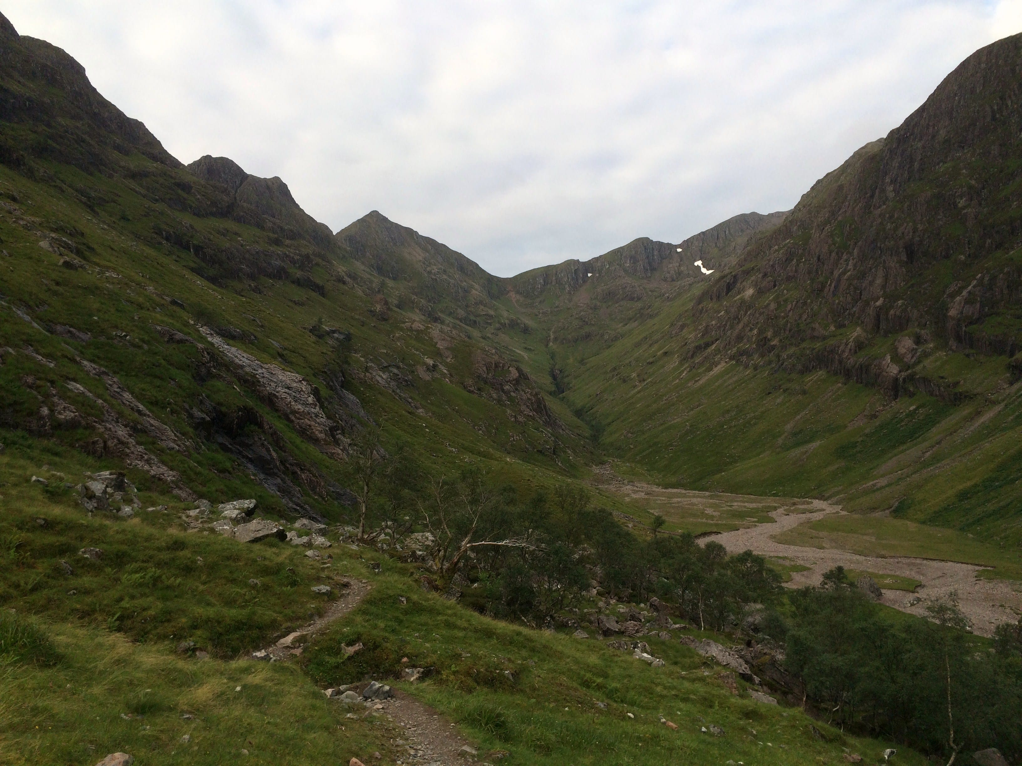 VALLEY OF DELIGHTS: Looking up the flat floor Lost Valley to the Bidean nam Bian ridge and the thrills still to come