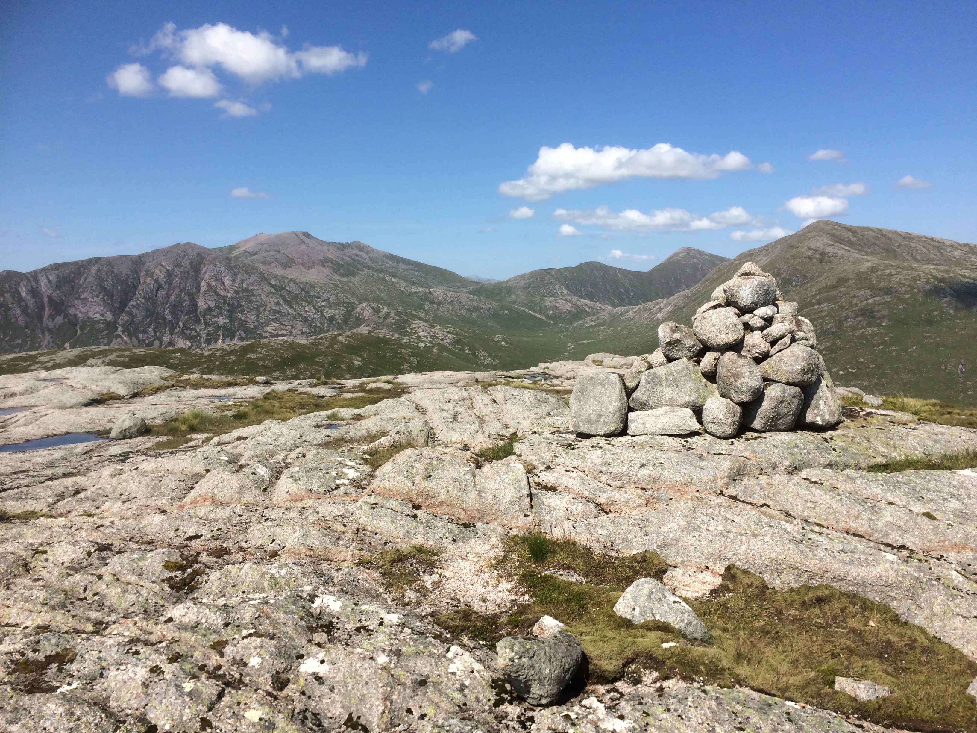 CLEAN AS A WHISTLE: The summit cairn of remote Beinn nan Lus - not a spot of litter just great views of Etive hills