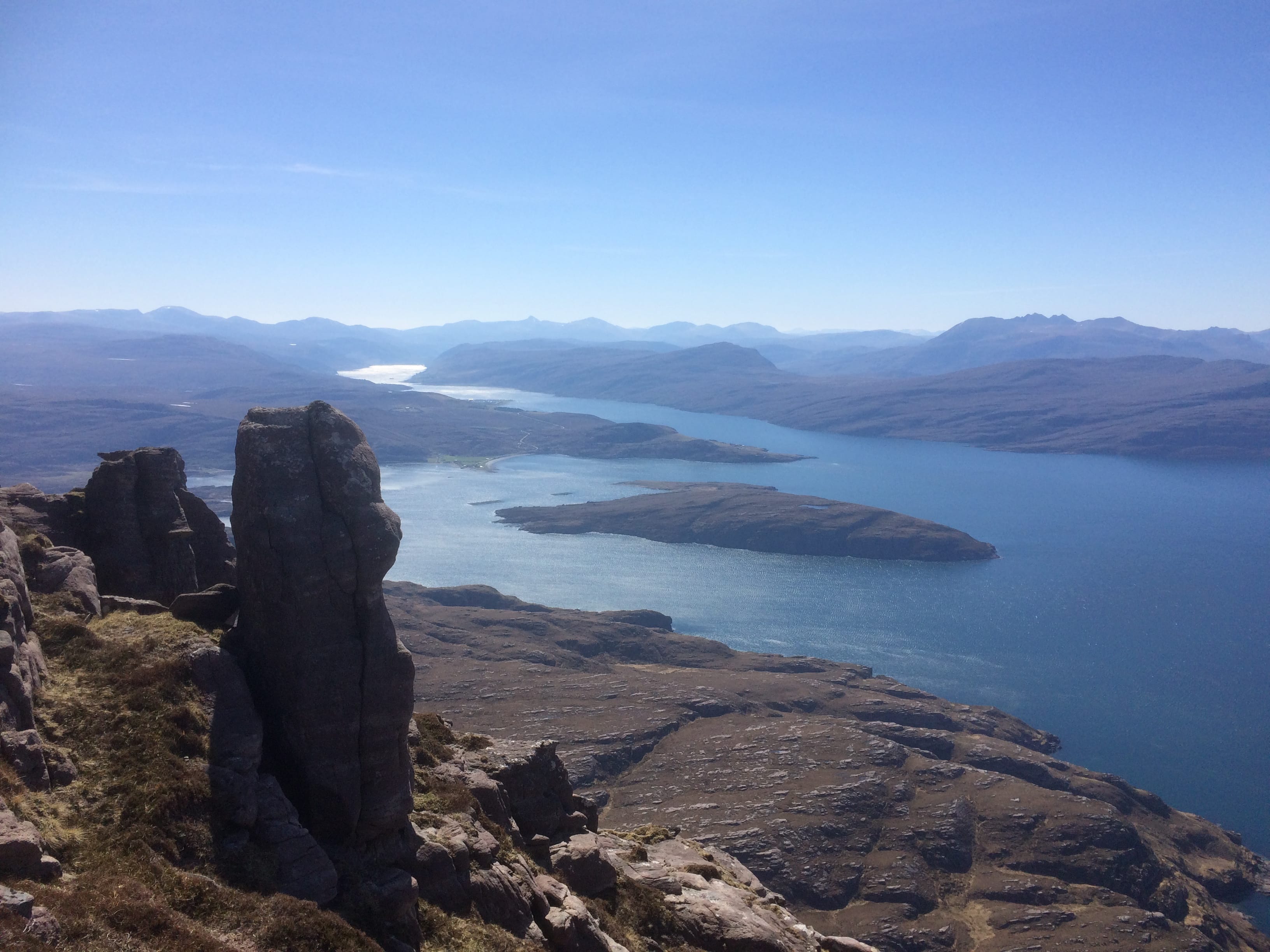 WATER VIEW: Looking over a perfect calm to the Ullapool and An Teallach hills from the ridge to Ben Mor Coigach