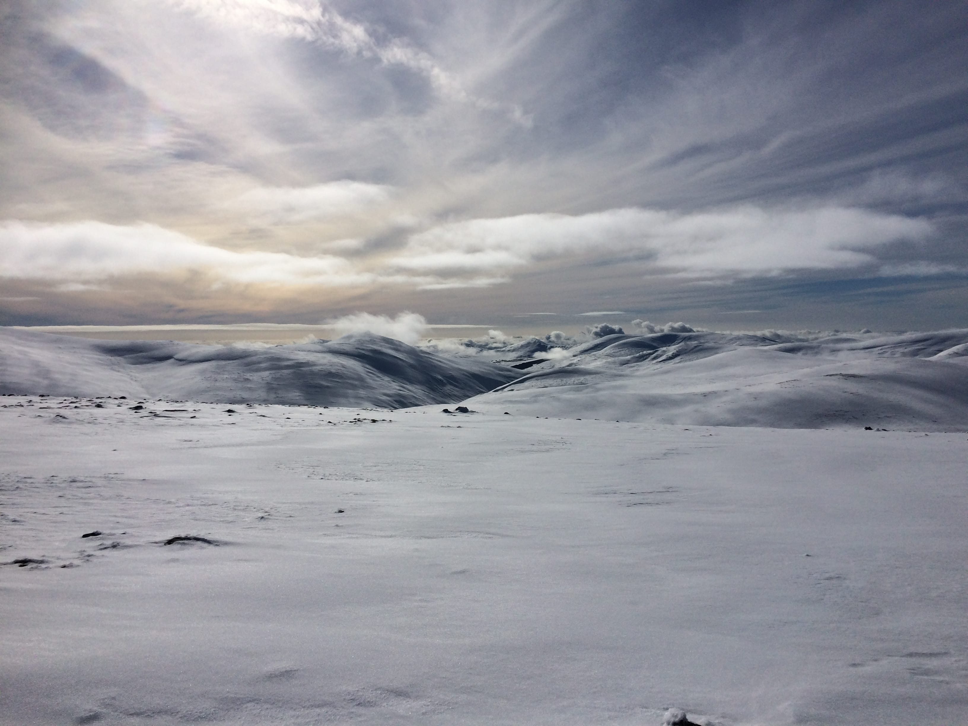 THE LIGHT FANTASTIC: Perfect display of winter skies over Glenshee, cotton wool clouds adorning the Munro tops