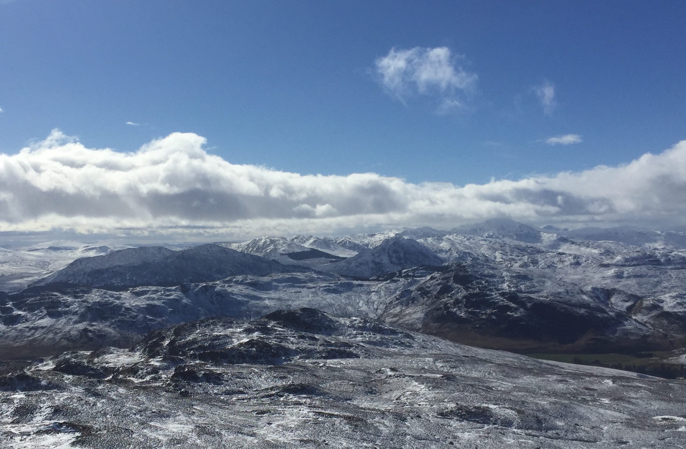 WINTER FADING: Last snows melt away from the Perthshire hills in this view from the lower slopes of Ben Chonzie