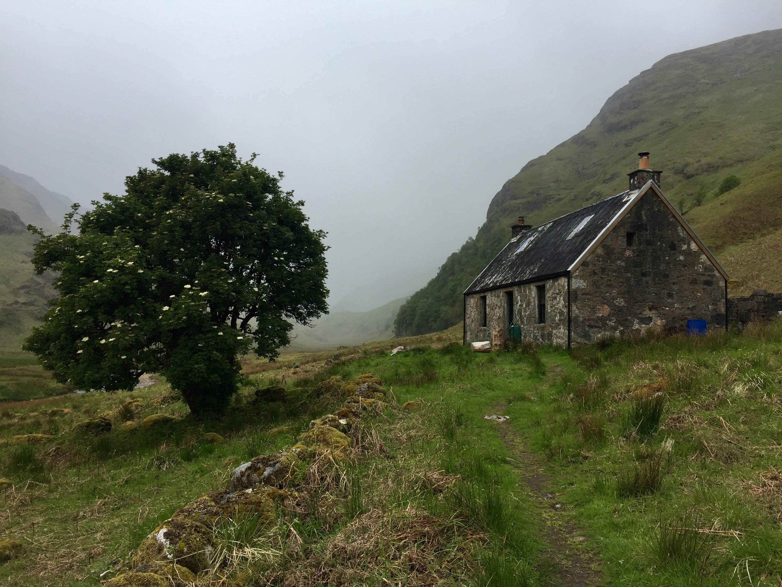 GREY HORIZON: Looking ahead to gloomy Glen Pean from the bothy at the entrance to the long walk in
