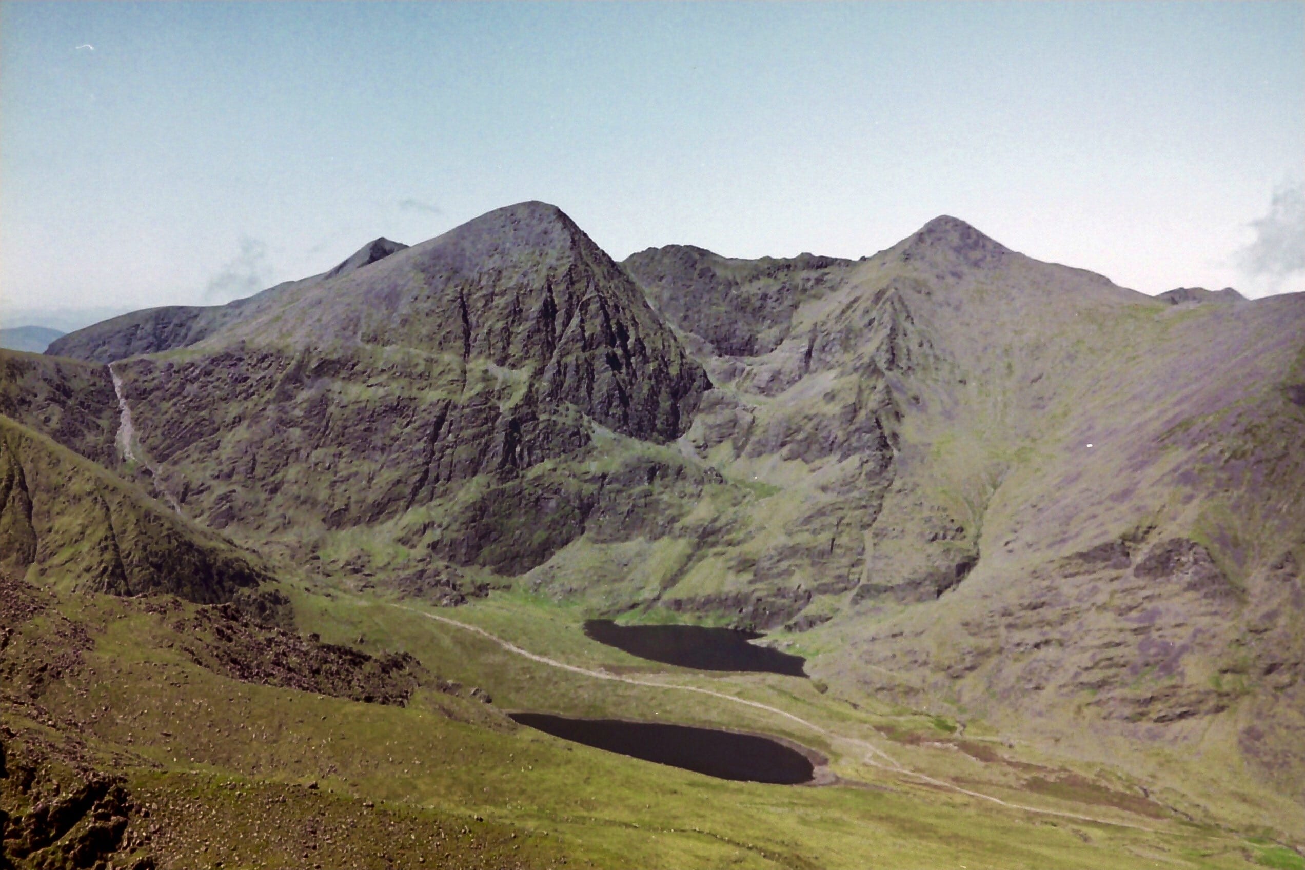 MIGHTY FINE: The highest peaks of Macgillycuddy's Reeks – Carrauntoohil and Beenkeragh from Cruach Mhor