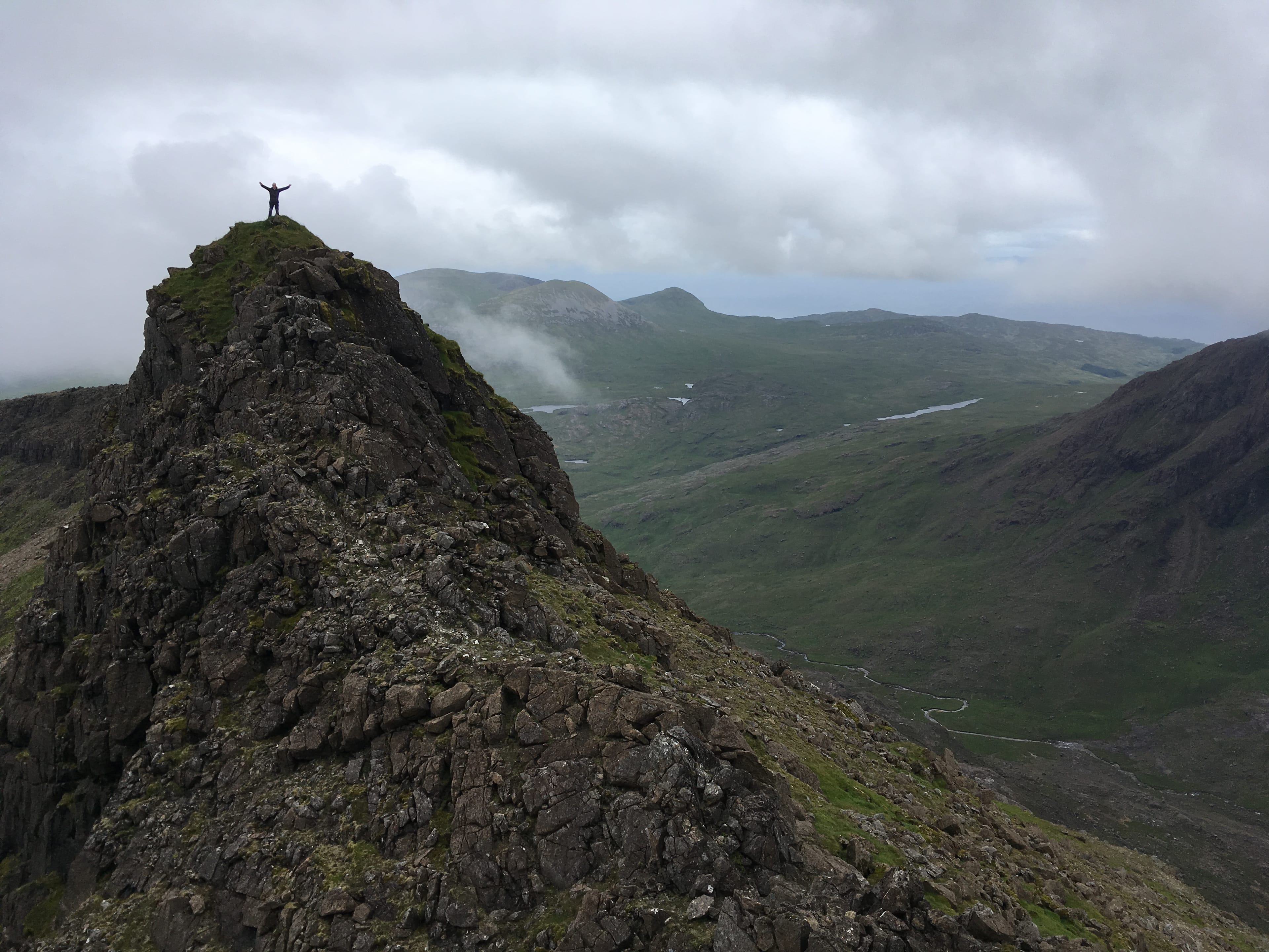 RUM SOLO: Standing on the main summit of Trollabhal, the lone Graham peak on the island