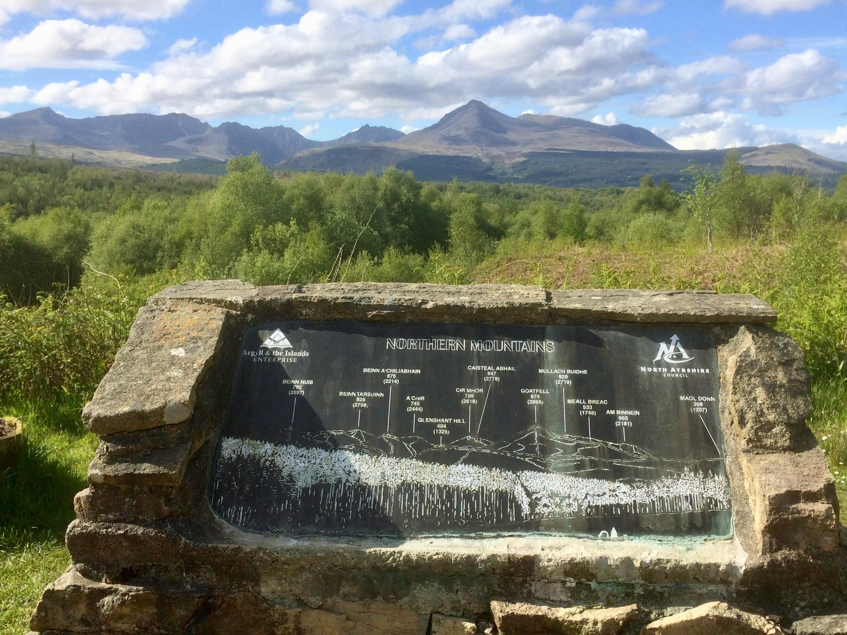 OUT OF REACH: The Arran mountains on the horizon from the viewpoint on the road to Lamlash, empty for the foreseeable future