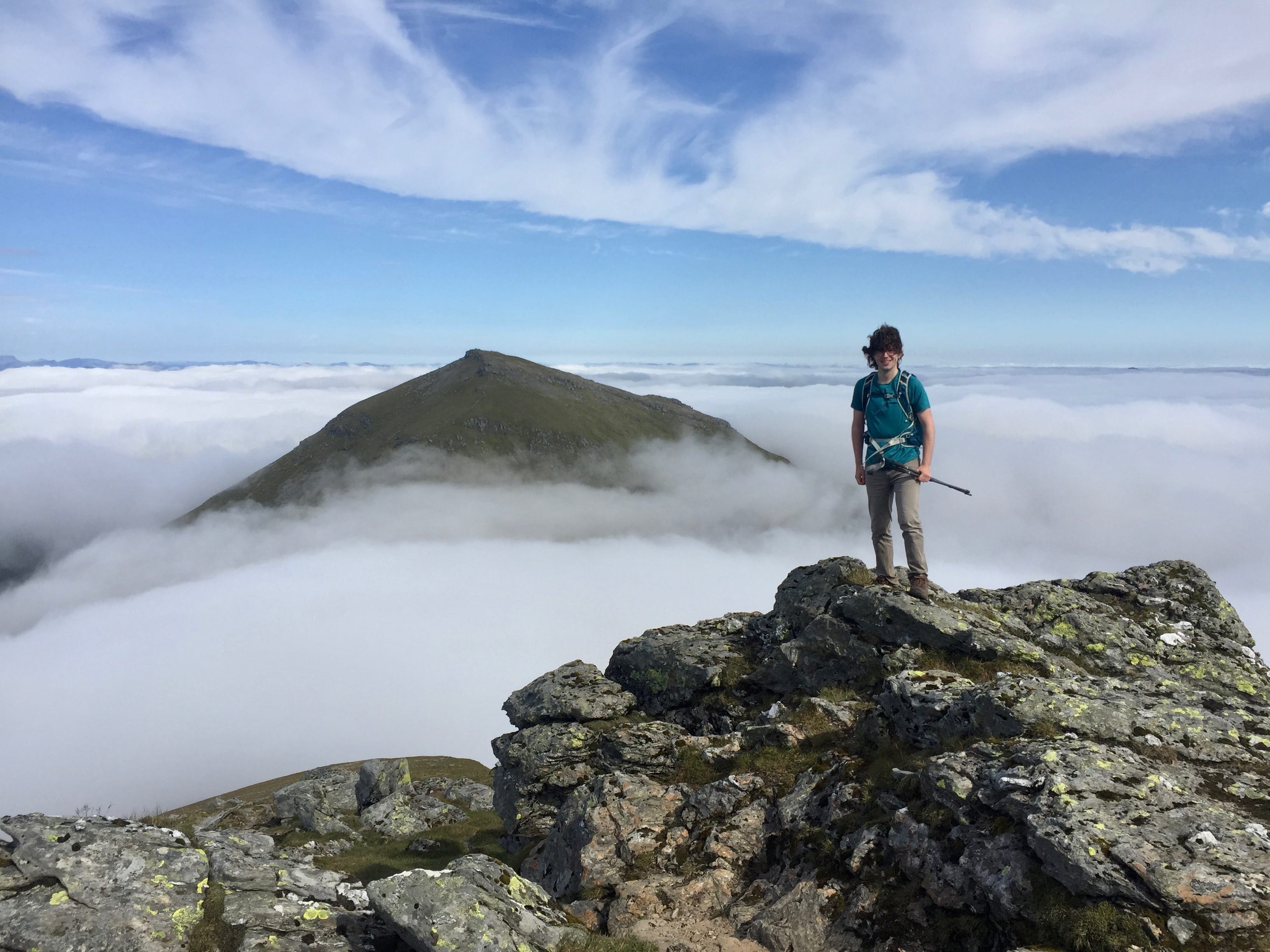 CRACKING START: Lewis getting lucky with an inversion on Stob Binnein with Ben More in the background