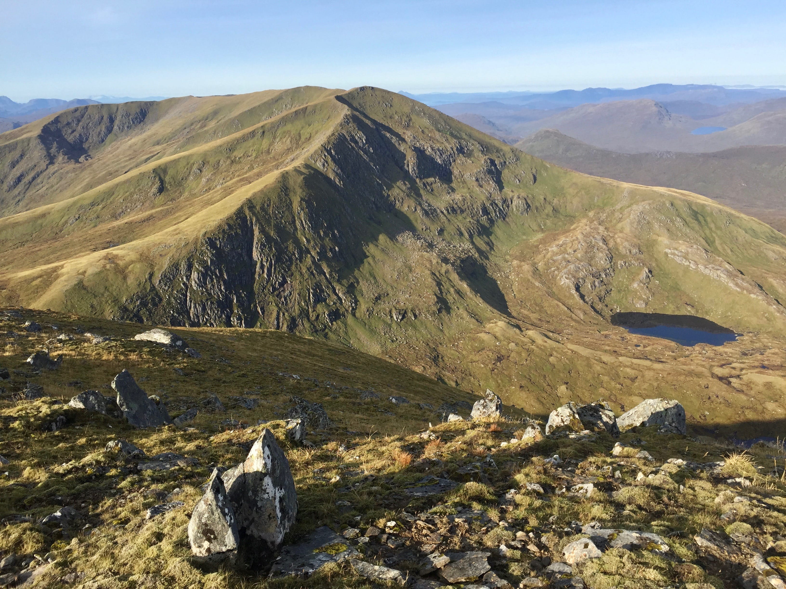 FREEDOM PEAKS: The final ridge to An Riabhachan from the lower slopes of Sgurr na Lapaich on the Mullardoch round