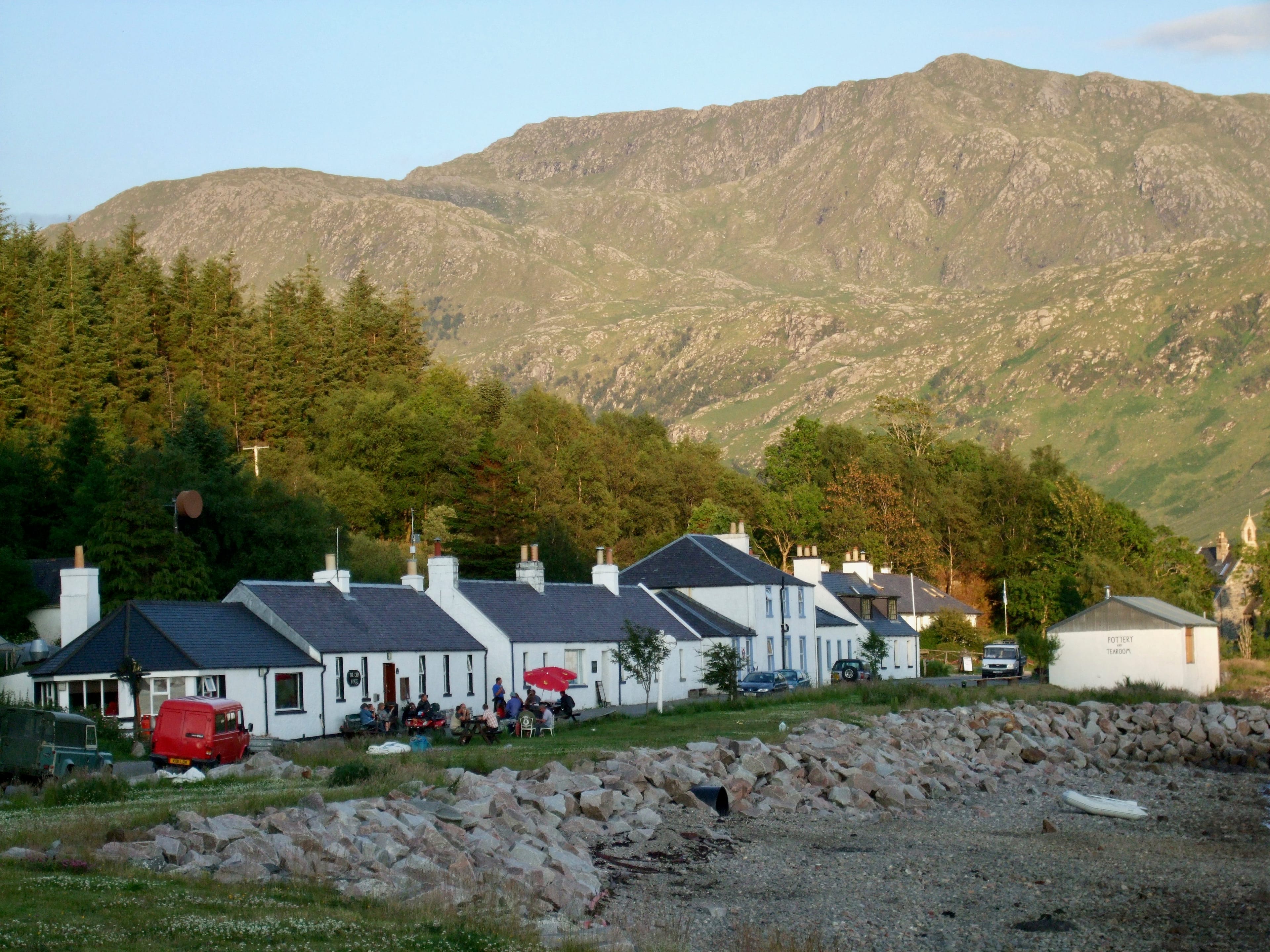 INN ON THE SHORE: The Old Forge and the shorefront buildings at Inverie, the more remote pub in the country