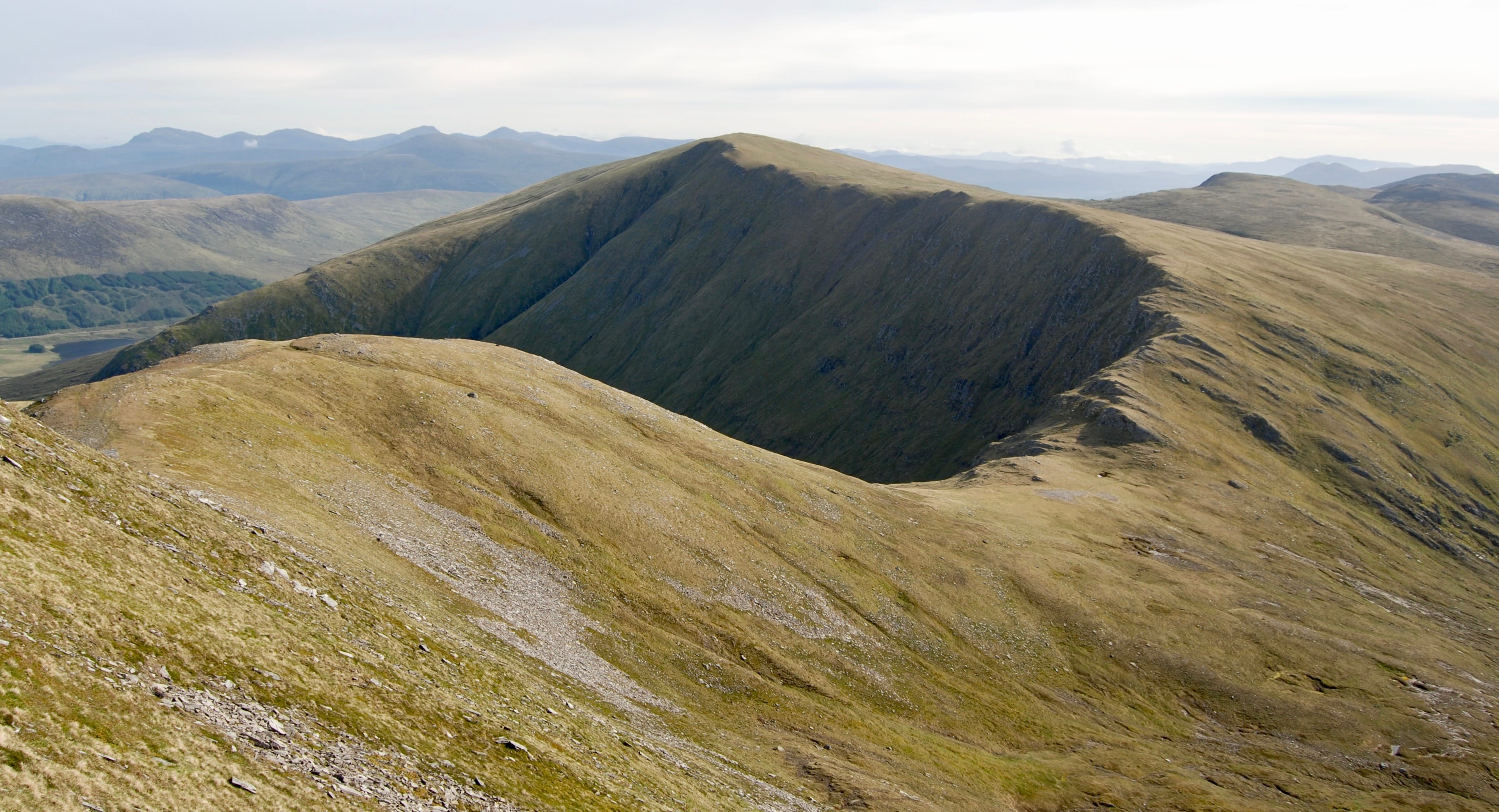 MOSTLE HARMLESS: Moruisg and the curving ridge line from the summit of its neighbour Sgurr nan Ceannaichean