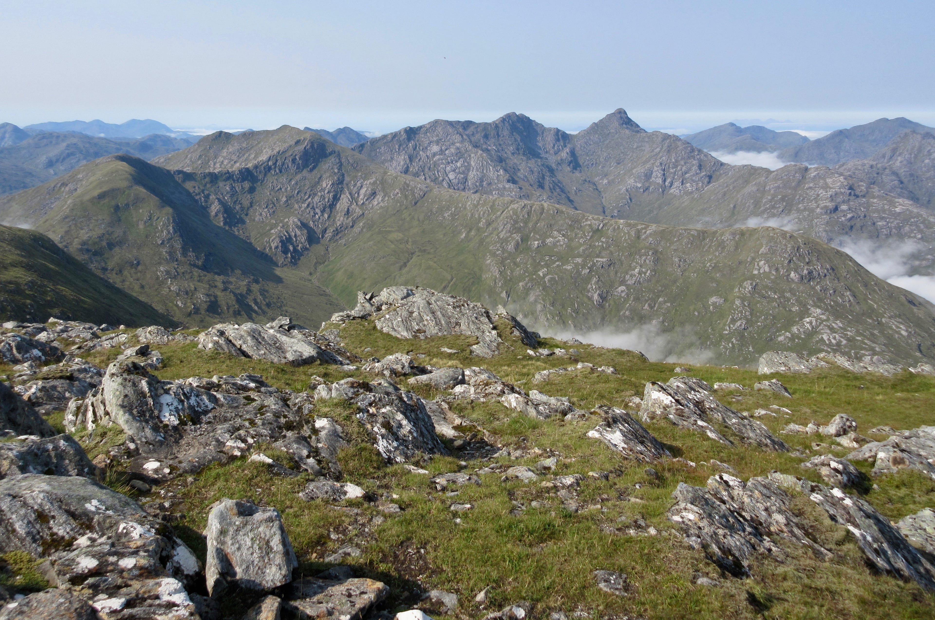 PEAK OF CONDITION: The Arkaig Munros, with Sgurr na Ciche at centre, and the mountains of Knoydart from Sgurr Mor