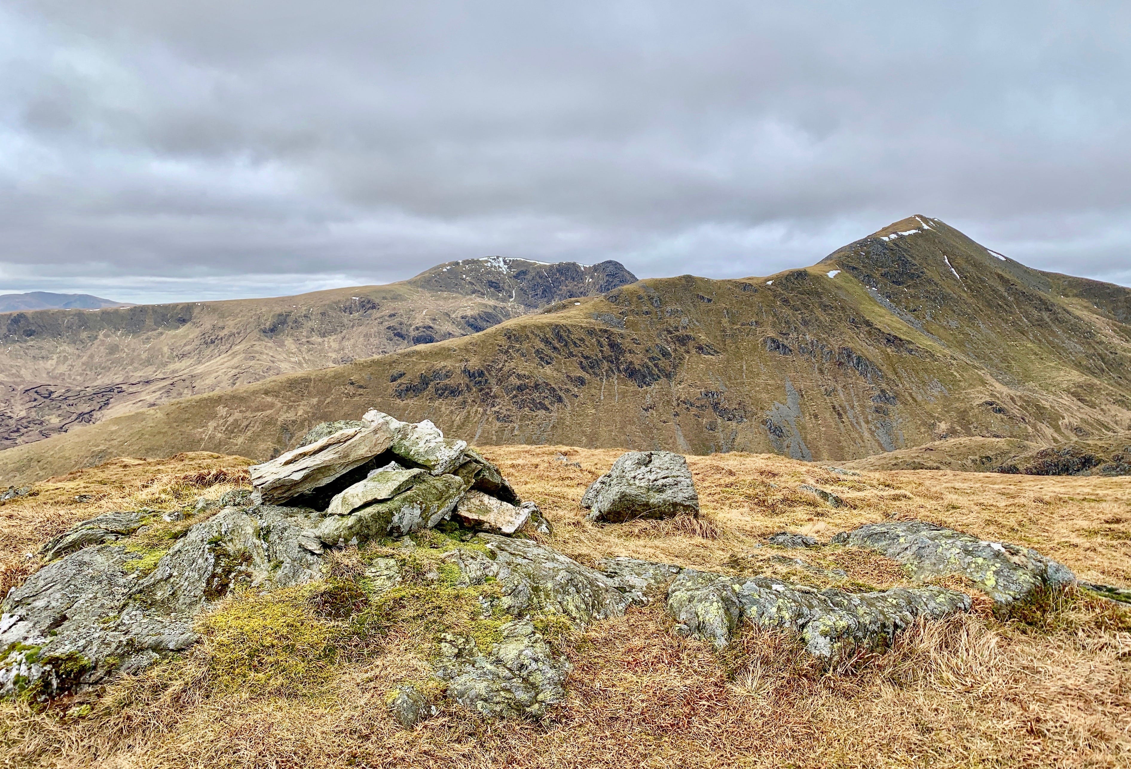 GOOD NEIGHBOURS: The Munros Ben Vorlich and Stuc a' Chroin from the summit cairn of Meall na Fearna