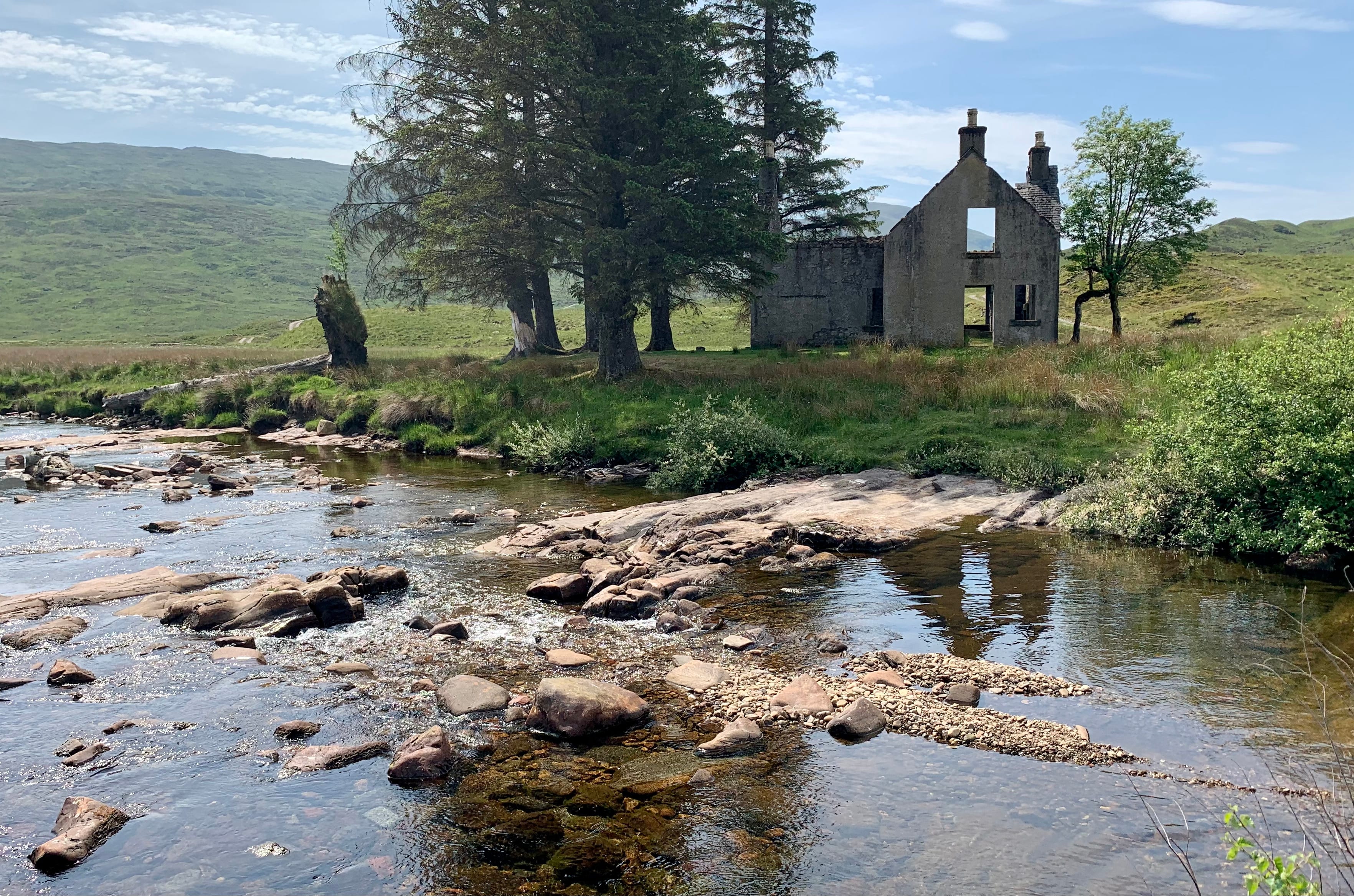 RUIN WITH A FEARSOME PAST: The eerie shell of Luibeilt Lodge where two climbers spent a terrifying night many years ago