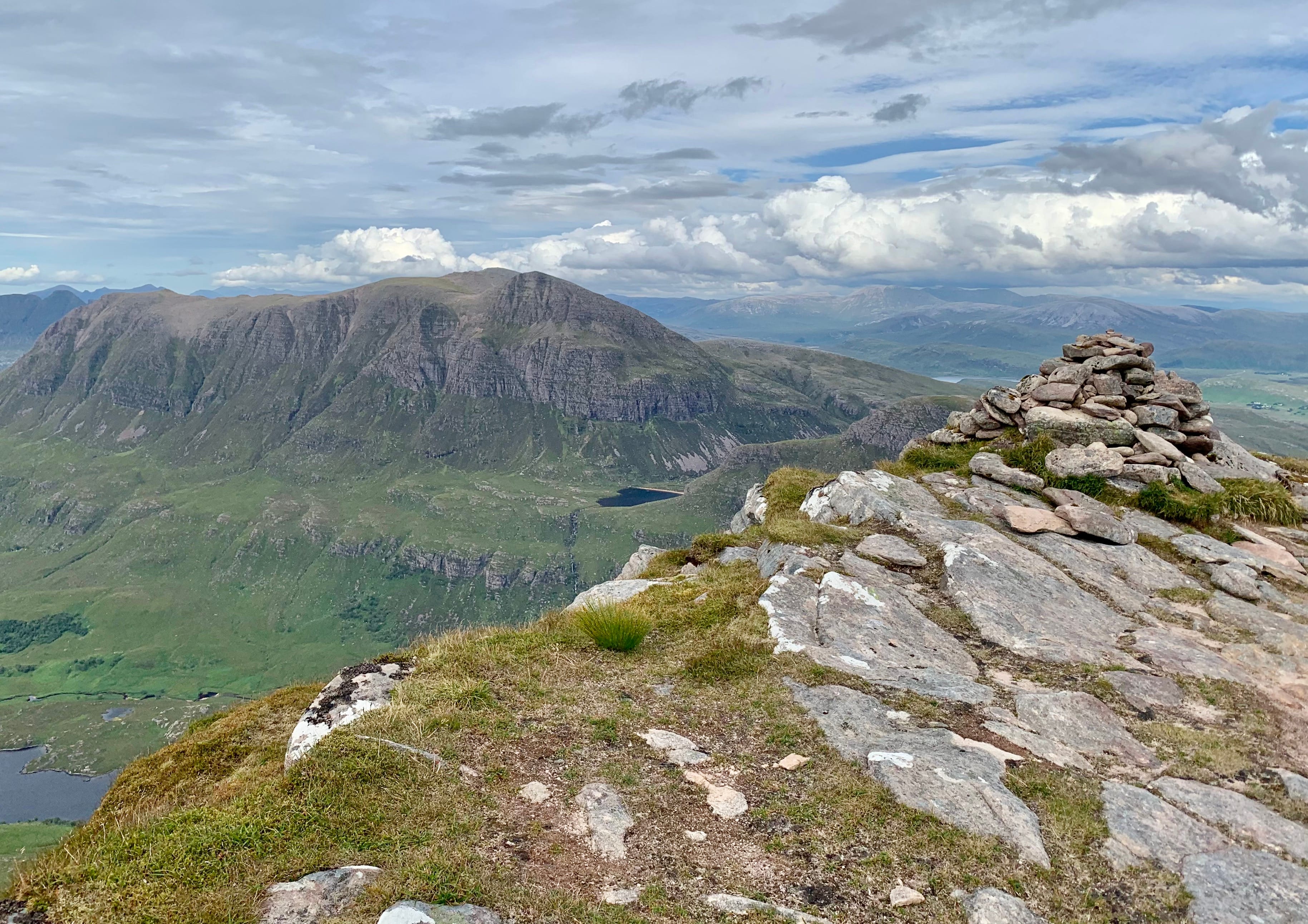 CUL RUNNINGS: Looking over to the sweeping cliffs of Cul Mor from the summit cairn of its neighbour Cul Beag