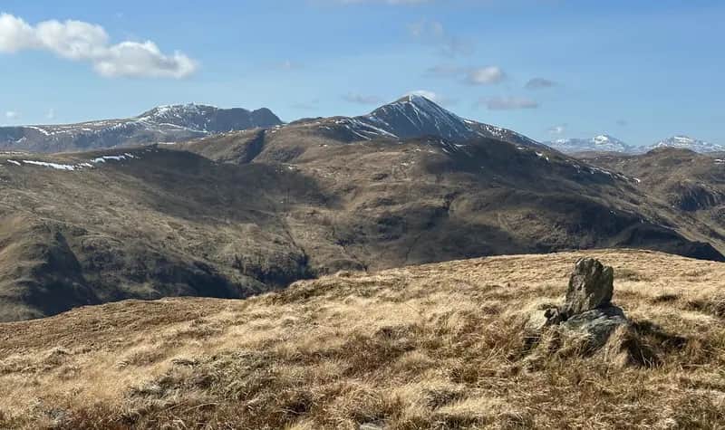 HIGH POINT: Looking to Stuc a' Chroin and Ben Vorlich from the Graham summit of Creag na h-Eararuidh